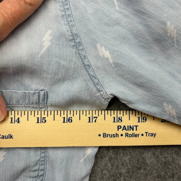 Rails Lightning Bolt Button up Long Sleeve Shirt Women's Size XS Blue Chambray - Picture 10 of 11